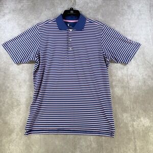 F&G Tech Polo Shirt Men Medium Purple Striped Performance Golf Embroided Stretch